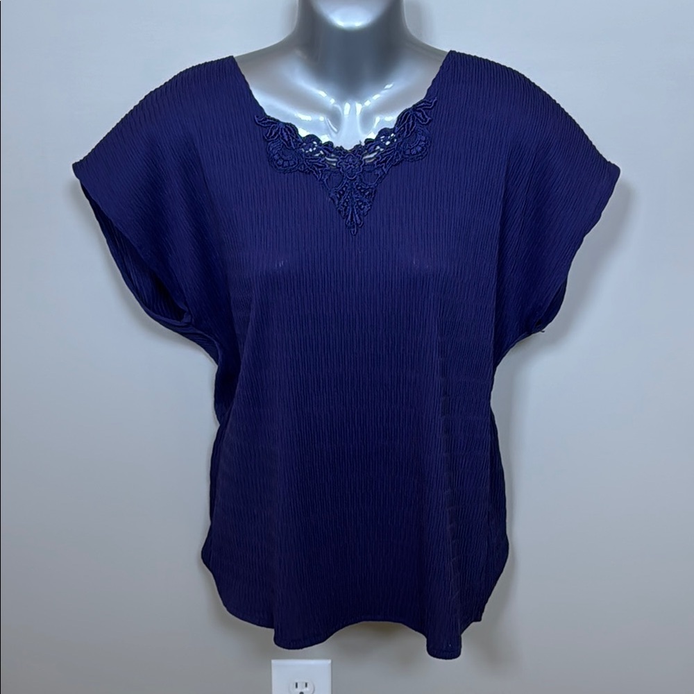 Navy Blue Blouse with Relaxed Fit
